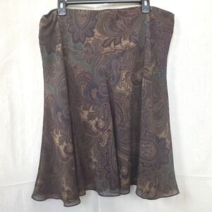 Chaps Whimsigoth Dark Goblin Fairy Paisley Chiffon A-Line Knee-L Skirt‎ XL Brown